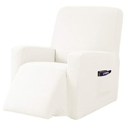 subrtex Recliner Chair Cover Stretch Recliner Slipcover 1 Piece Furniture Protector Anti Slip (Cream)