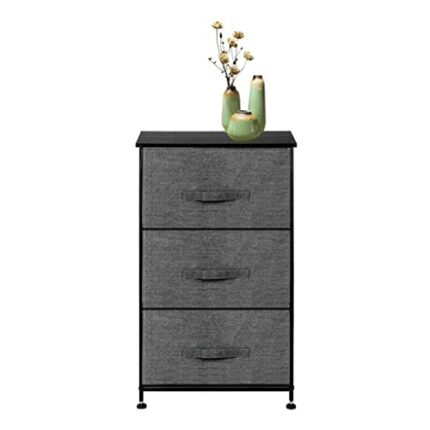 FGHOEV 3 Layers Fabric Drawer Nightstand Organizer Closet Storage Non-woven Chest of Dresser Sundries Cabinet Home Bedroom Furniture