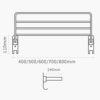 Towel Rack Holder Bathroom,Single Layer Wall Mount 90 Folding Towel Rail with Hooks,Storage Shelf with 3 Towel Bar 80Cm