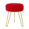 TOUCH-RICH Velvet Footrest Stool Ottoman Round/Square Modern Upholstered Vanity Footstool Side Table Seat Dressing Chair with Golden Metal Leg(Pi