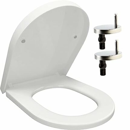 D-Shape Toilet Seat with Mute or Slow-Close Toilet Seat Cover Quick-Release for Easy Cleaning Plastic Material Durable Seat Easy Top or Blind Hol