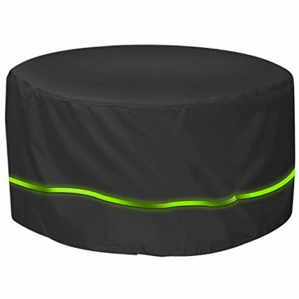 Round Patio Furniture Cover Waterproof - 420D Heavy Duty Oxford,50.4"Dia x 28"H-Small Outdoor Round Protector with Reflective Strip for Garden Ta