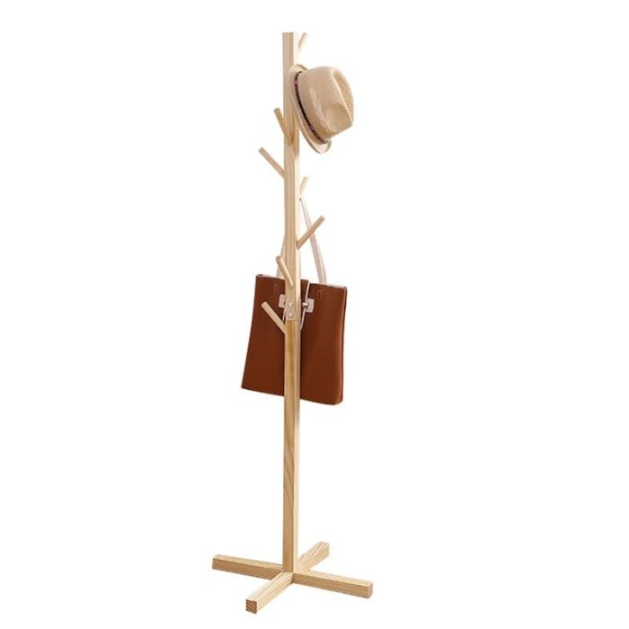 DLOETT Solid Wood Coat Rack Hanger Floor Simple Clothes Rack Bedroom Organizer Living Room Storage Rack