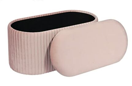 ASPECT Lola Bedroom/Living Room Velvet Storage Ottoman (80x40x40cm, Pink)