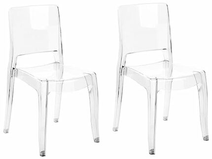 Beliani Set of 2 Dining Chairs Transparent Synthetic Backrest Armless Glossy Westbridge