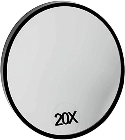 RMTL 20x Magnifying Mirror With Suction Pads| Small Compact Magnification Mirror Eye Makeup | Professional Pocket Vanity Eyebrow Tweezing