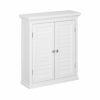 VERSANORA Teamson Home Wooden Bathroom Wall Cabinet, Bathroom Cabinet, Removable Storage Cabinet, Double Louvered Doors, White, Glancy Collection