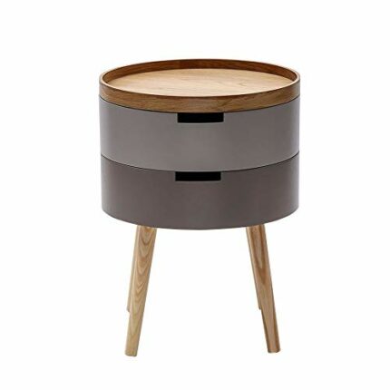 FRDTSG Bedroom Small Simple Bedside Table Nordic Children's Room Storage Cabinet Cute Narrow Round Side Table Double Drawer