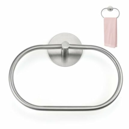 Stainless Steel Towel Holder, Self Adhesive Towel Ring for Bathroom Towel Rack Wall Mounted Oval Hanging Hang Towel Hanger, Polished Heavy Duty A