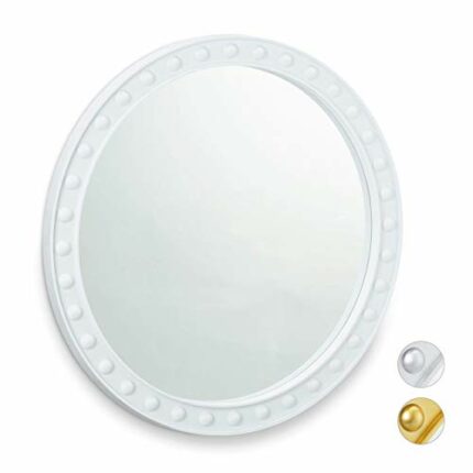 Relaxdays Round Wall Mirror, Hanging Mirror for Hallway, Living Room, Bathroom, ∅ app. 50.5cm with Frame, White