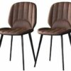 dining chair Kitchen Dining Room Furniture Chairs Set Of 2 Dining Chairs With Metal Feet And Backrest PU Leather Seat Suitable For Kitchen Dining