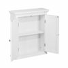 VERSANORA Teamson Home Wooden Bathroom Wall Cabinet, Bathroom Cabinet, Removable Storage Cabinet, Double Louvered Doors, White, Glancy Collection