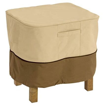 Classic Accessories Veranda Square Patio Ottoman/Side Table Cover - Durable and Water Resistant Outdoor Furniture Cover, Small (70972)