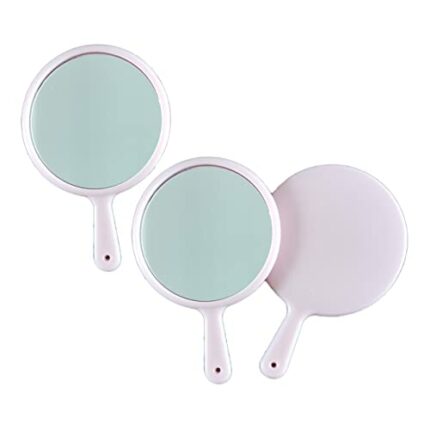 lasenersm 3 Pieces Small Hand Mirror with Handle Portable Makeup Mirror Round Cosmetic Mirror Travel Makeup Mirror Cute Hand Mirror Handheld Mirr