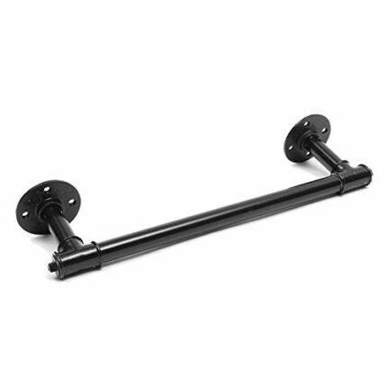 Towel Rack Wall Mounted Industrial Steampunk Bath Towel Bar Rail Holder Black Iron Pipe Wall Mount Shelf Rack (Color : Noir, Size : 50 * 2.5CM)