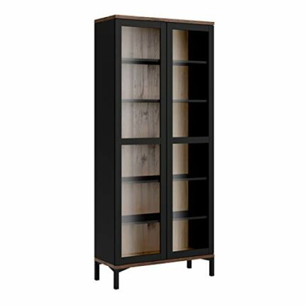 Furniture To Go | Roomers Display Cabinet Glazed 2 Doors in Black and Walnut
