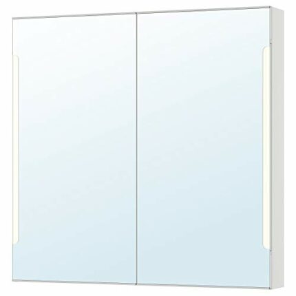 Ikea STORJORM mirror cab 2 door/built-in lighting, 100x14x96 cm, white