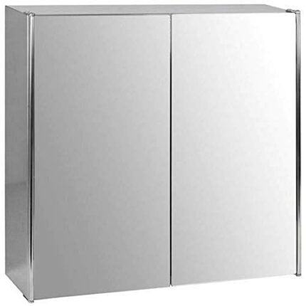Bath Vida Tiano Bathroom Cabinet Double Door Mirrored Wall Mounted Stainless Steel Modern