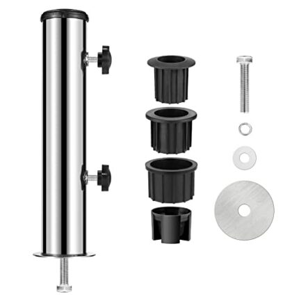 Universal Granite Umbrella Stand Tube Outdoor, Stone Umbrella Stainless Steel Tube Base for Outside, Heavy Duty Marble Umbrella Tube Holder, Tabl