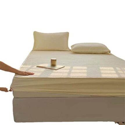 FKSDHDG Knitted Cotton Clip Cotton Bed Hat Thickened Mattress Protection Cover Dust Bed Cover Bed Hat Pillowcase Three-piece Set (Color : D, Size