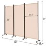 Spurgehom 3 Panel Rolling Room Divider, Folding Partition Privacy Screens, Freestanding Fabric Room Panel, Portable Folding Wall Divider for Offi