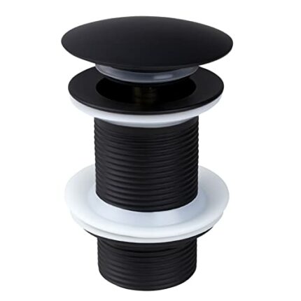 Swetup Click Clack Basin Waste Unslotted, Bathroom Sink Waste Black Unslotted,Basin Sink Waste Modern Pop Up Click Clack Sprung Plug without Over