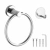 1 Piece Stainless Steel Self-Adhesive Towel Ring with 1 Piece Self-Adhesive Hook, Self-Adhesive Towel Rack, Towel and Bath Towel Hanging Ring, Su