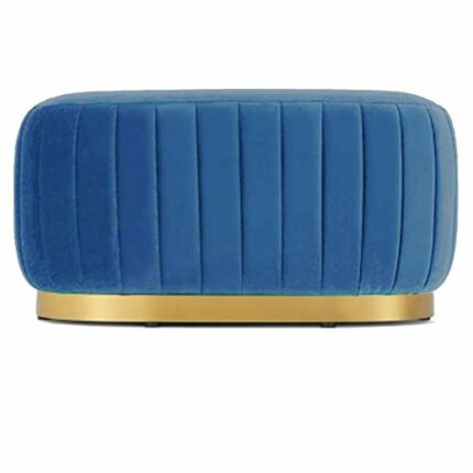 Hodge and Hodge Large Oval Velvet Ottoman Seat Aurora Design Stool Metal Base Classic Blue