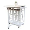 BHVXW Dining Room Kitchen Foldable Wooden Handle Semicircle Dining Cart With Round Stool White
