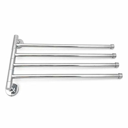 HIGOH Towel Rack Chrome Stainless Steel Towel Racks,Swivel Towel Rail,Bath Rack Wall Mounted Towel Rack Holder,With 4 Swivel Bars Bathroom Hardwa