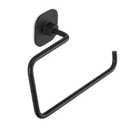 GEDY | Teide Bathroom Towel Holder Ring in Stainless Steel and Cromall, Black Finish, Dimensions 10 x 20 x 7 cm and 0.25 kg