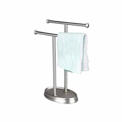 N/A Silver Hand Towel Holder, Free Standing Towel Rack, Stainless Steel Necklace Holder Jewelry Organizer Bracelet Display Stand