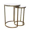 ASPECT Hiba Nest of Tables Metal Bases, White Marble/Gold, 40 Dia x 55(H) cm/ 30.5 Dia x 50.5(H) cm