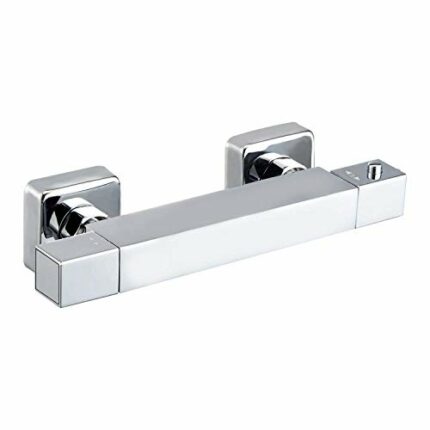 Hapilife Square Thermostatic Bar Shower Mixer Modern Chrome Valve, Only 1 Outlet(Suitable for Handheld Shower), Hot & Cold Water Mixer Constant T