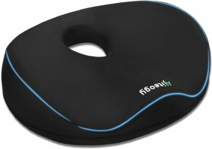 Ajiteogy Memory Foam Seat Cushions,Innovative Hemorrhoid and Tailbone Pain Relief Cushion with Scientific Backhole Design,Non-Slip Memory Foam Bu
