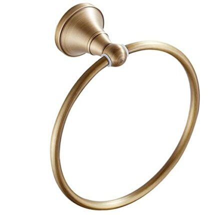HIGOH Towel Racks,Bath Towel Holder,Bathroom Hand Towel,Brass round European Antique Brushed round Towel,Towel Rack,Hand Towel Holder