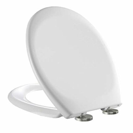 Mass Dynamic Oval Shaped Toilet Seat Soft Close White, Urea Formaldehyde Adjustable Up and Down with Quick Release Soft Close 360 Hinge(450m x 37