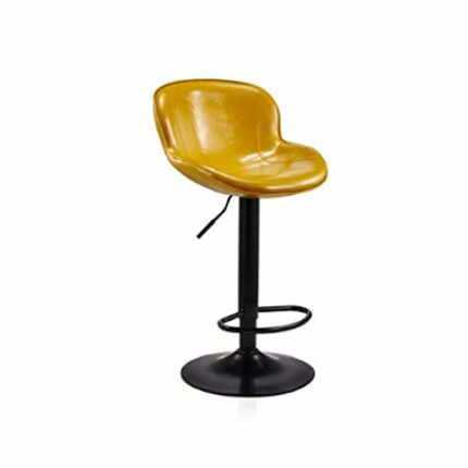 LUKEO Adjustable Height Bar Stool Seat | Swivel Barstool for High Ergonomic Seating | Heavy Duty | Contemporary Metal Base | for Countertop Dinin