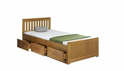 3'0 Single Mission Storage Bed in Honey with 3 Drawer Storage