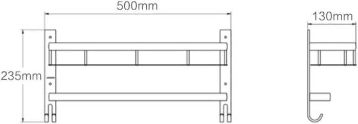 Large Towel Rack, Towel Shelf Bar Shower Organizer Modern Square Style Wall Mount Brushed Finish