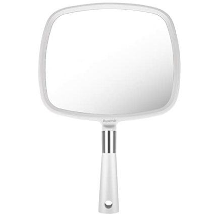 Auxmir Hand Mirror with Handle, Professional Barber Handheld Mirror, Wall Hanging Viewing Comapct Mirror for Makeup, Shaving Salon, Facial Care,
