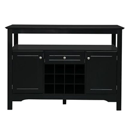 DSHGDJF Buffet Server Sideboard Cabinet with Wine Storage with 2 Doors 1 Drawer with Wine Rack Sideboard Entrance Cabinet Black