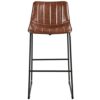 DINGZZ Faux Leather High Bar Stool with Backrest, Set of 2, Brown Bar Stools Set of 2 Chair Bar