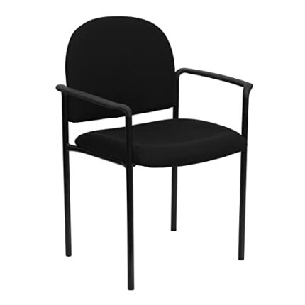 Flash Furniture BT-516-1-BK-GG Black Fabric Comfortable Stackable Steel Side Chair with Arms
