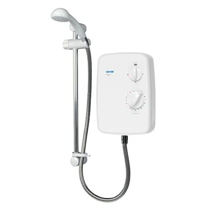 Agio | Shower Electric | 8.5 KW | Triton Shower I WHITE I Electrical Showers | with Showerhead and Anti Twist Hose | Best Electric Shower Units f