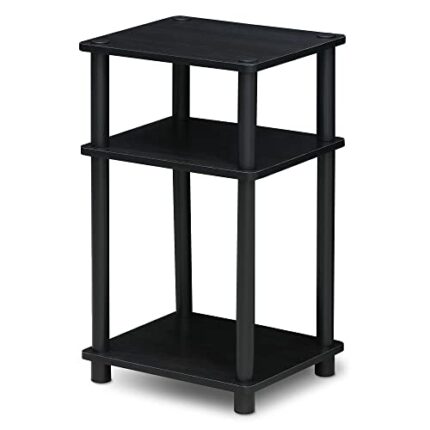 Furinno Just 3-Tier Turn-N-Tube End Table, Side Table, Nightstand, Americano/Black