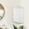VERSANORA Teamson Home Wooden Bathroom Wall Cabinet, Corner Bathroom Cabinet, Removable Wall Cabinet, One Door and Interior Shelf, White, Glancy