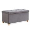BRIAN & DANY Ottoman Storage Box with 4 Wood Legs, Velvet Foot Stool, Footstools for Living Room, Pink, 76 x 38 x 38 cm
