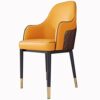 dining chair Kitchen Dining Room Furniture Chairs Living Room Armchairs Modern Leather High Back Padded Soft Seat Dining Chairs with Metal Legs,K
