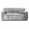 Teynewer Thick Velvet Sofa Covers 1 2 3 4 Seater High Stretch Non-Slip Couch Cover Furniture Protector Plush Sofa Slipcovers with 1 pillowcase fo